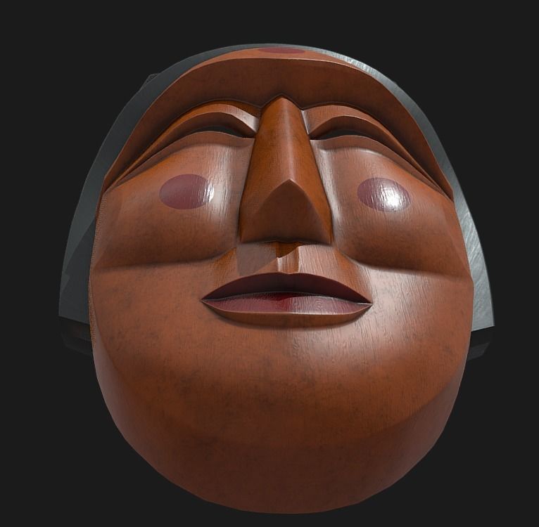 Gaksital - Korean Traditional Mask Low-poly 3D model_7