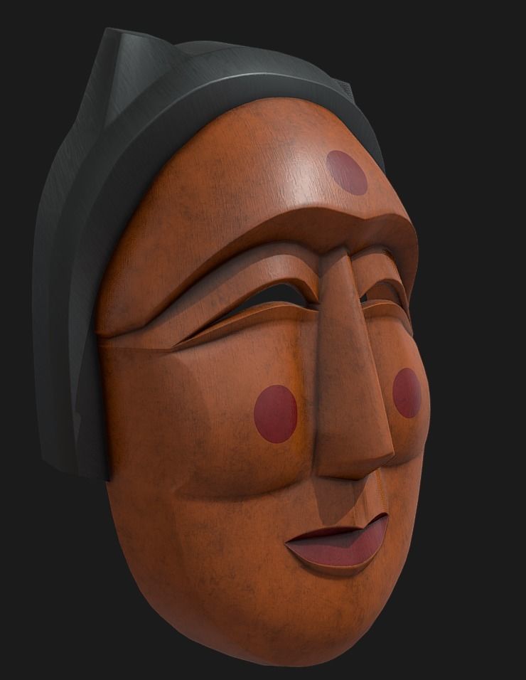 Gaksital - Korean Traditional Mask Low-poly 3D model_3