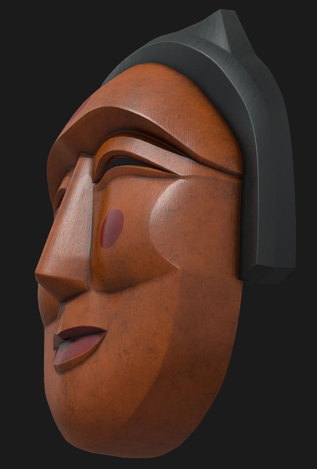 Gaksital - Korean Traditional Mask Low-poly 3D model_4