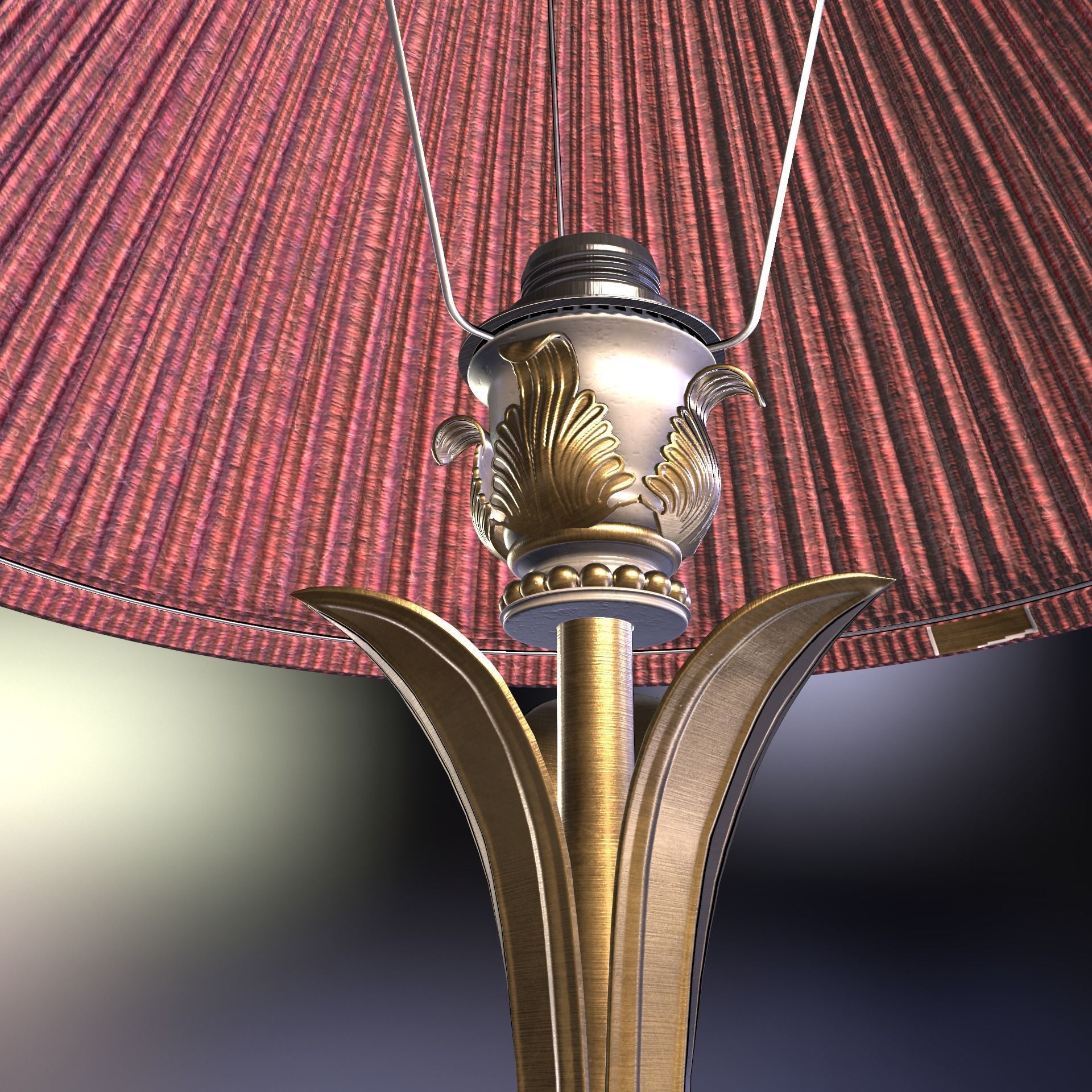 Antique  Table lamp PBR Lowpoly Low-poly 3D model_9