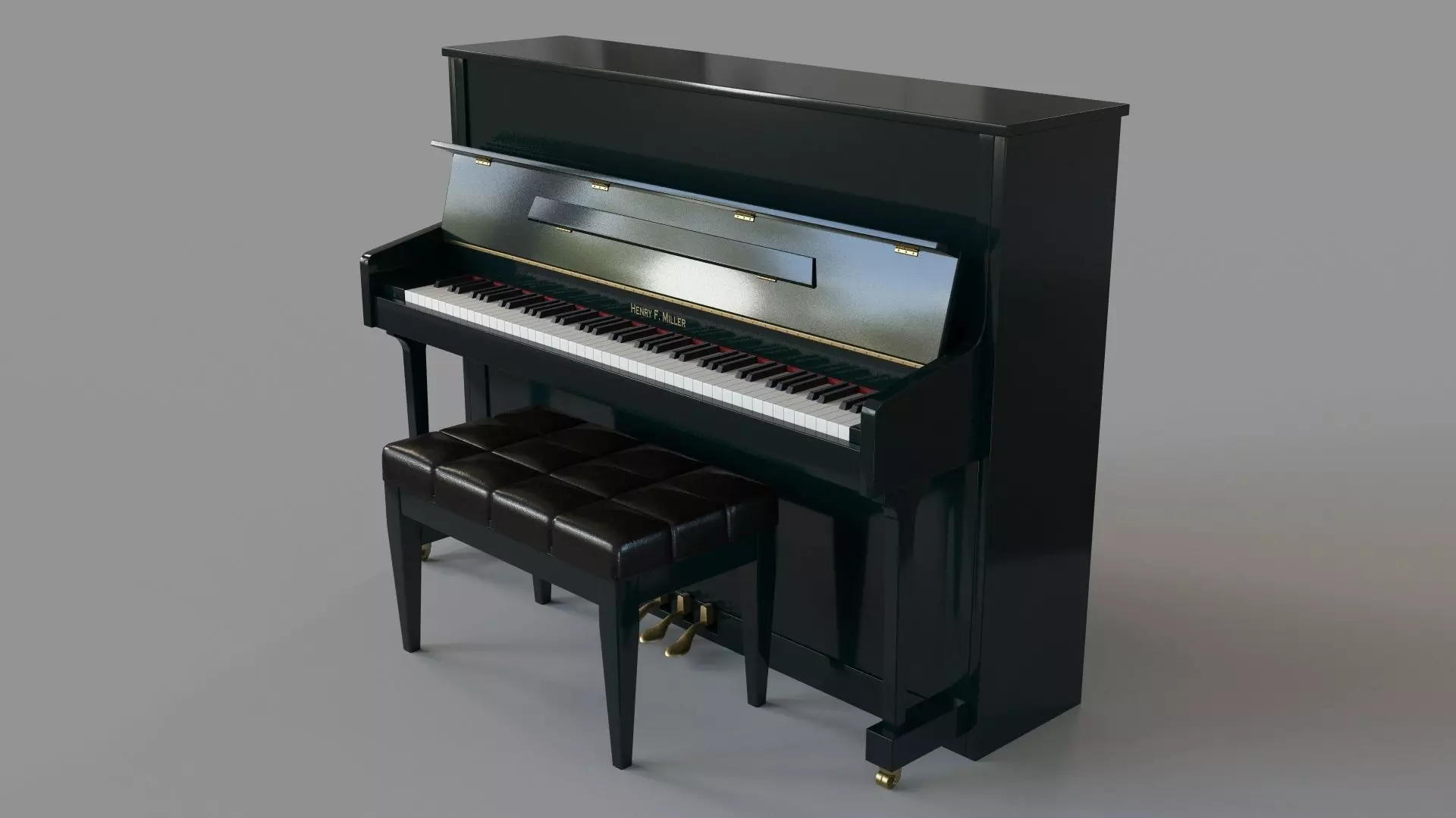 Henry F Miller Upright Piano 3D model_0