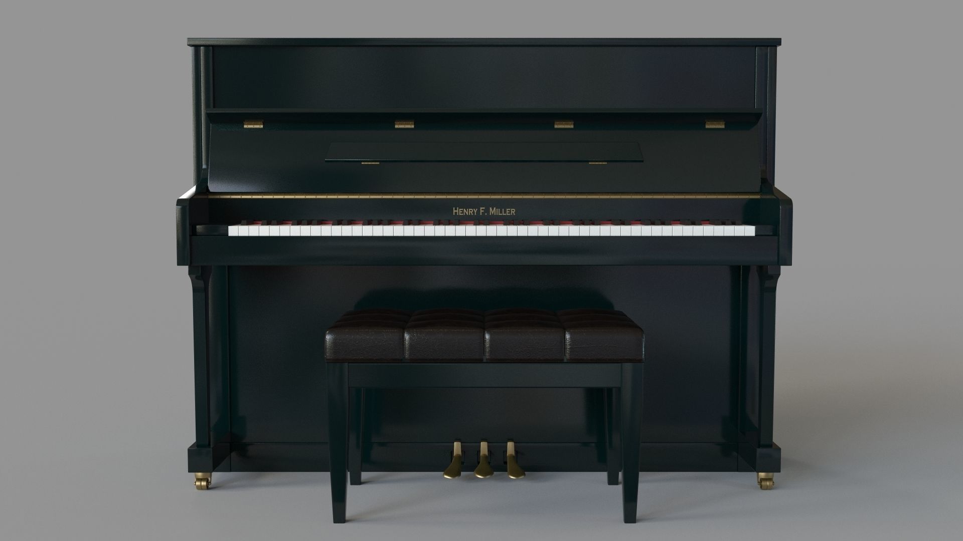 Henry F Miller Upright Piano 3D model_1