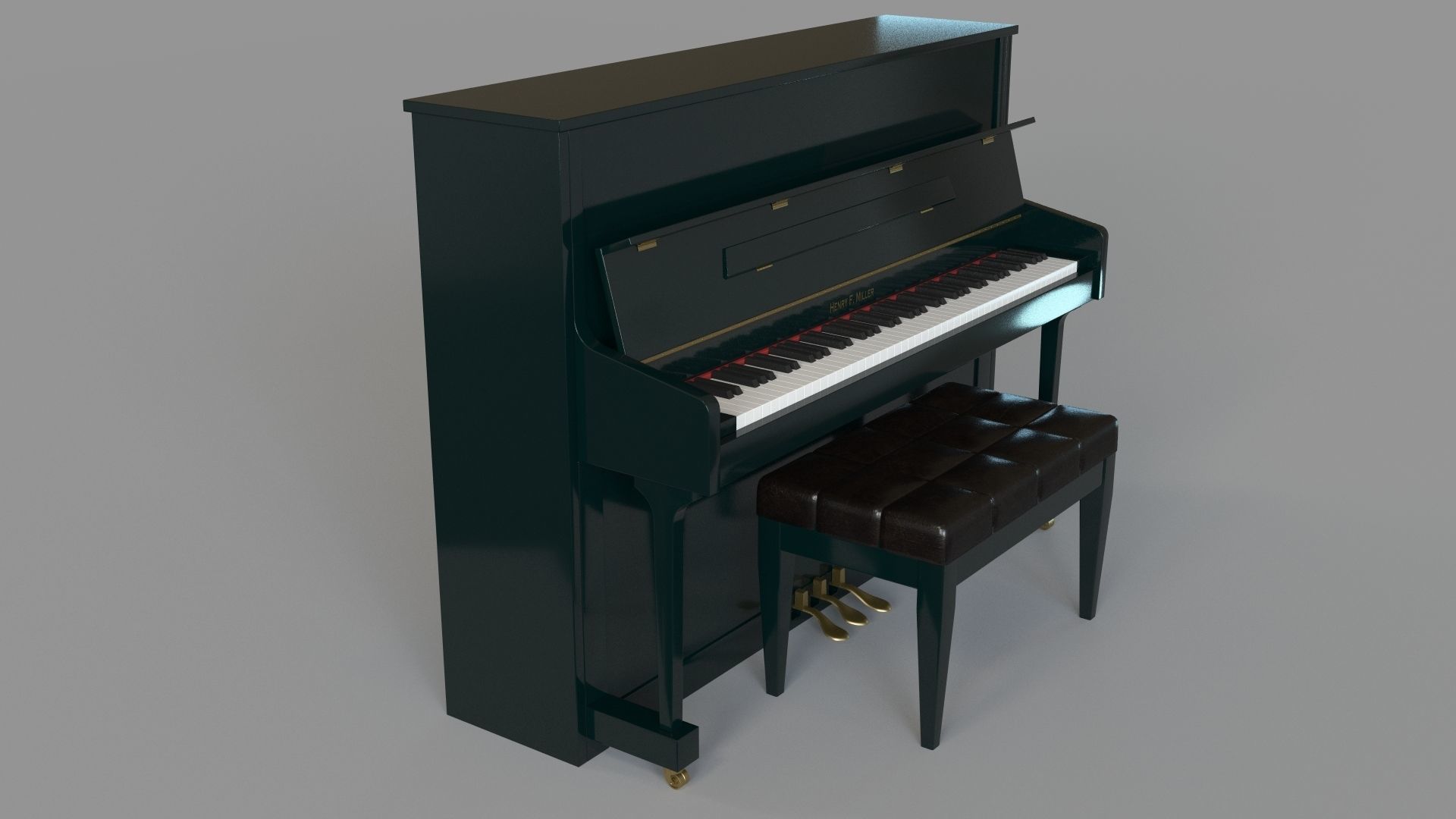 Henry F Miller Upright Piano 3D model_2