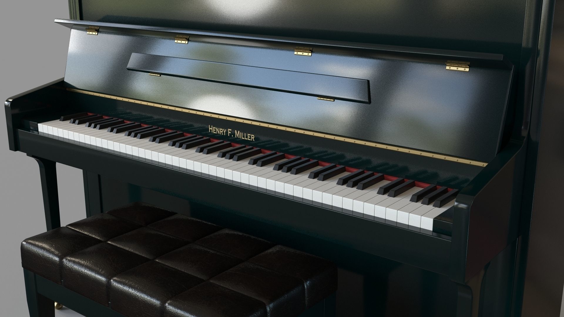 Henry F Miller Upright Piano 3D model_4