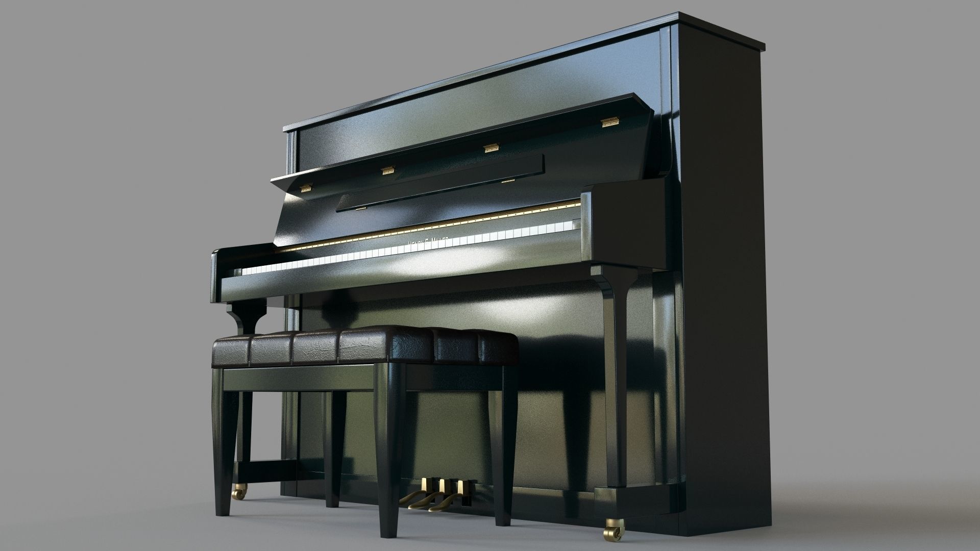 Henry F Miller Upright Piano 3D model_5