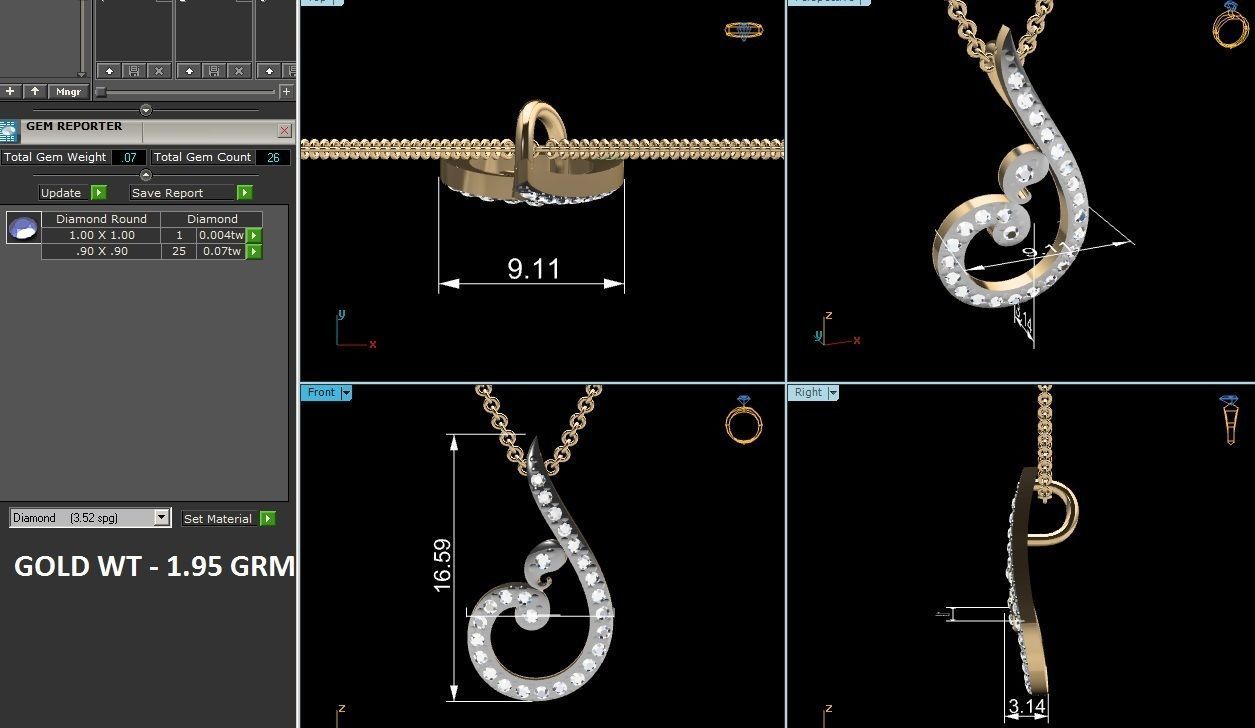 Women pendant 3dm render detail 3D print model_7