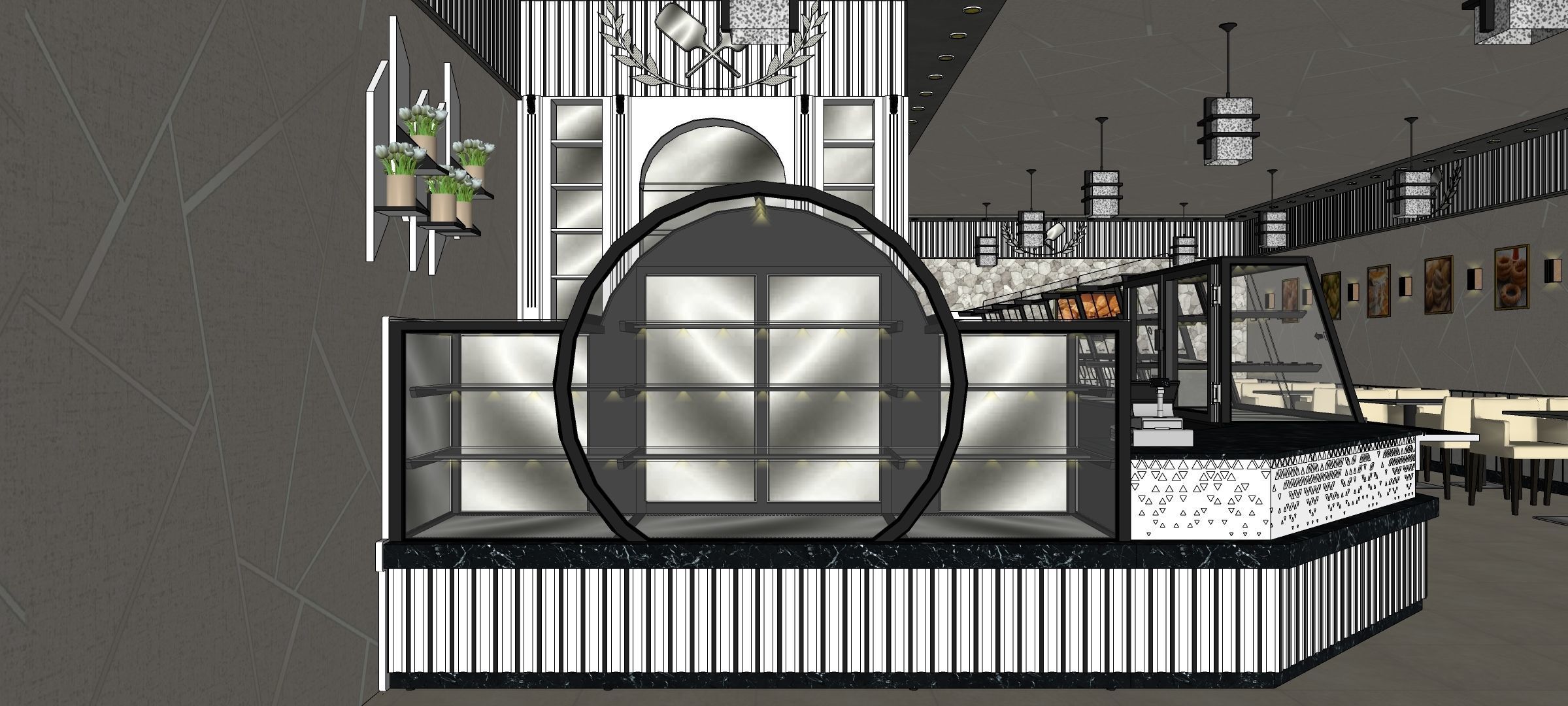 bakery pastry display cases patisserie oven bread shop 3D model_7