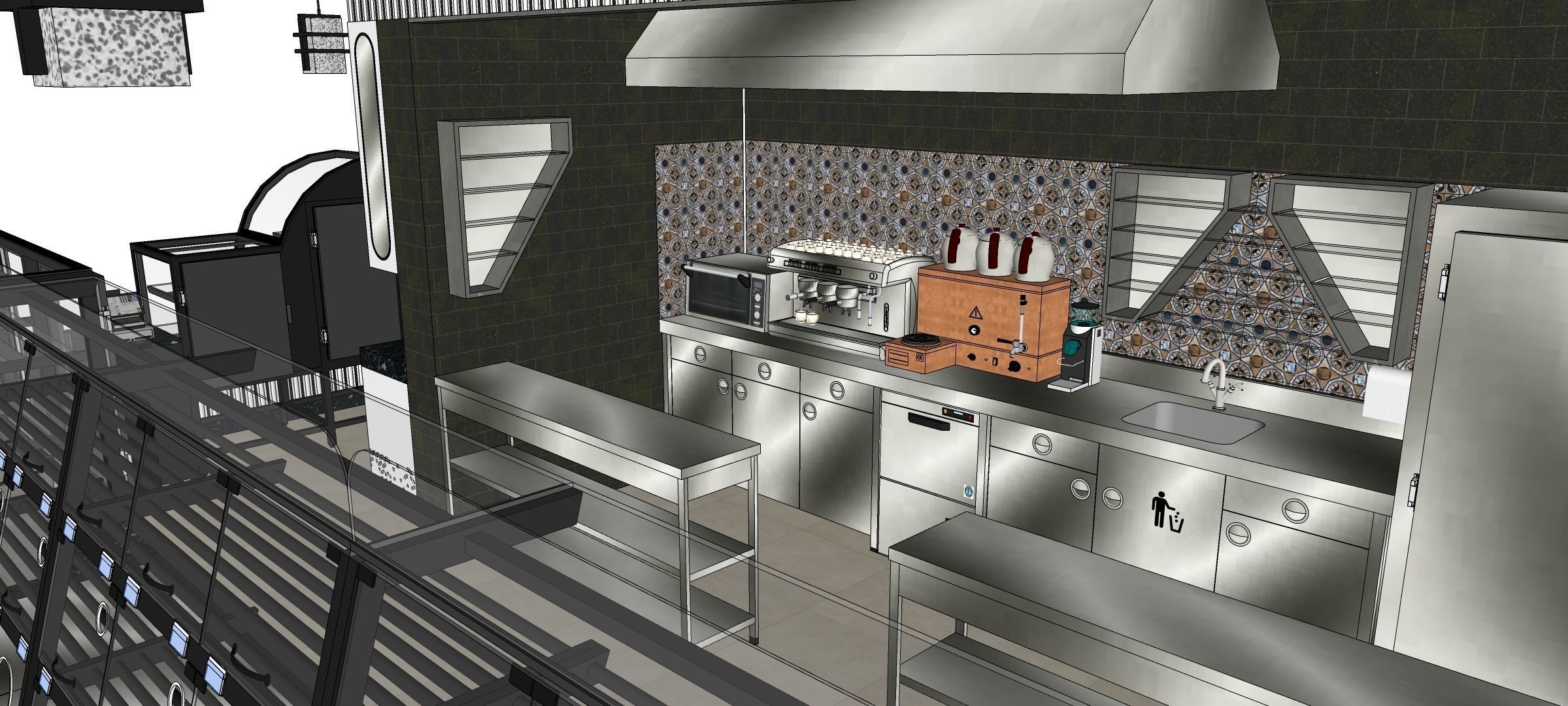 bakery pastry display cases patisserie oven bread shop 3D model_1