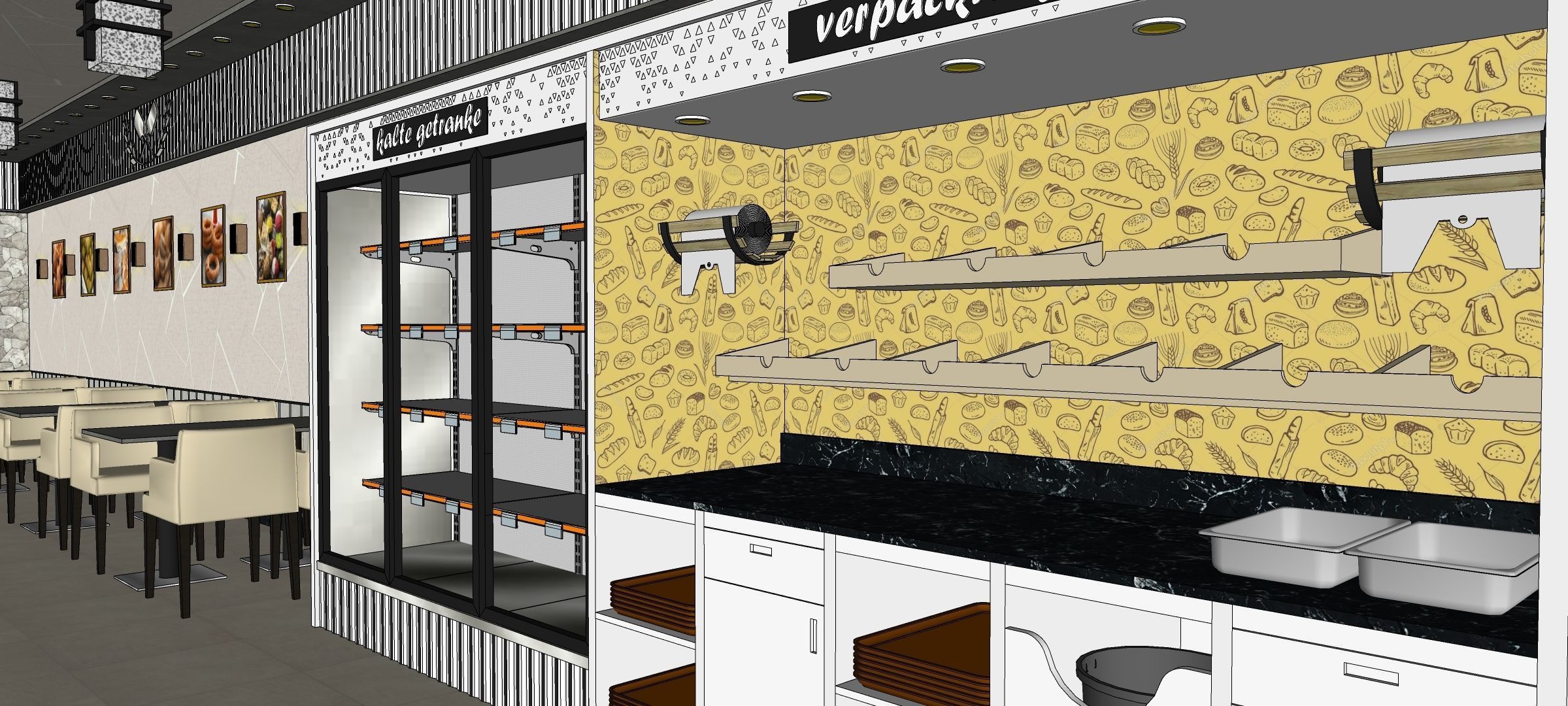 bakery pastry display cases patisserie oven bread shop 3D model_12