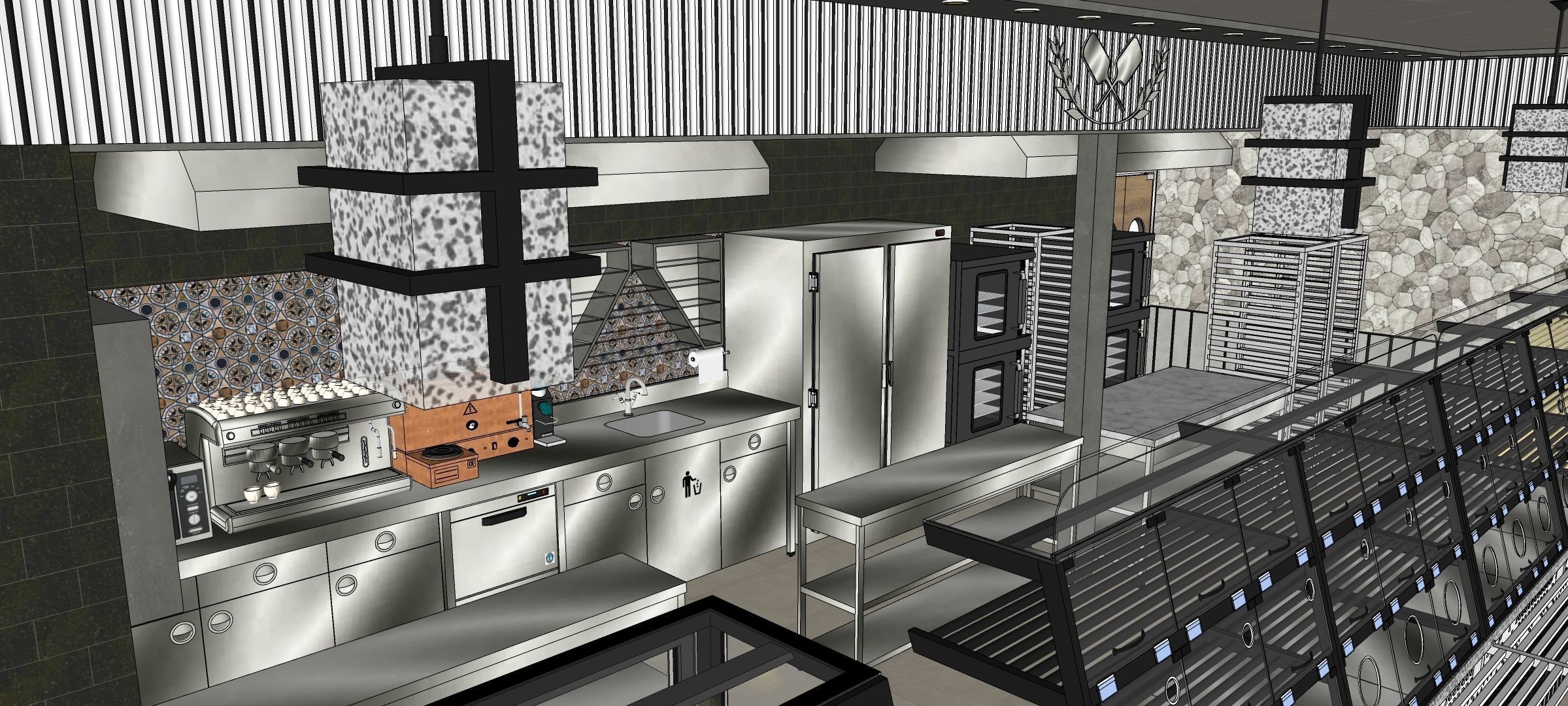 bakery pastry display cases patisserie oven bread shop 3D model_2