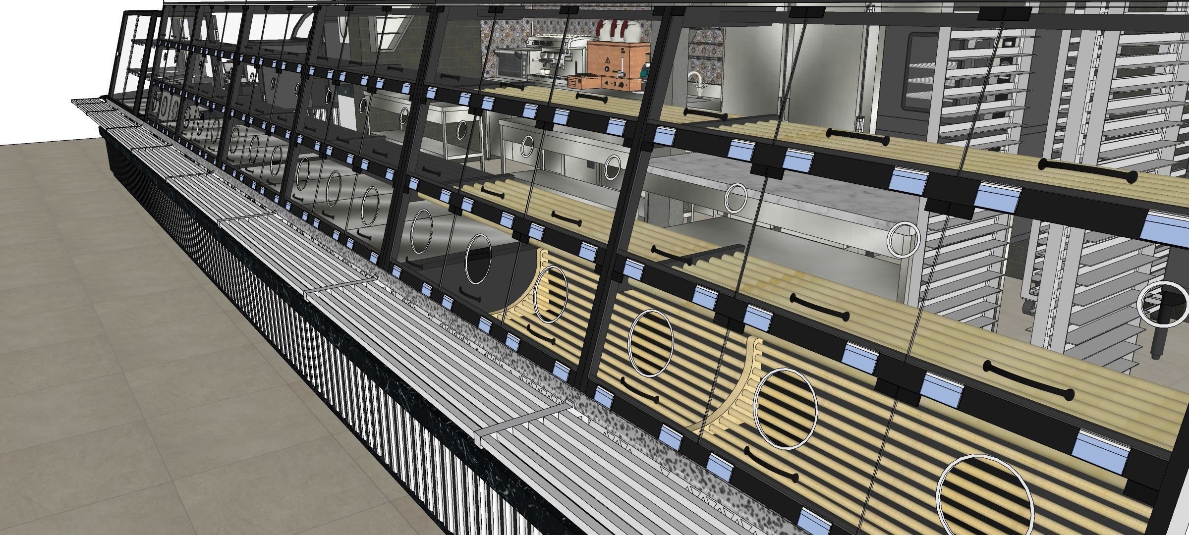 bakery pastry display cases patisserie oven bread shop 3D model_14