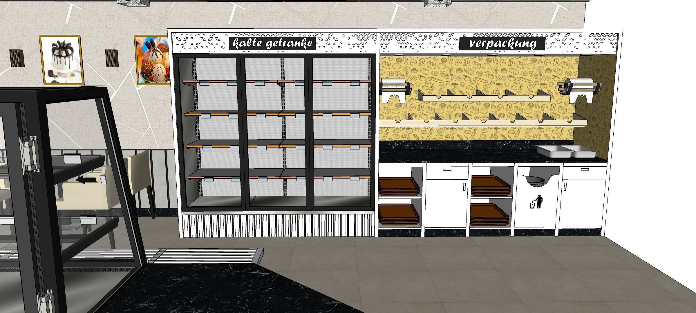 bakery pastry display cases patisserie oven bread shop 3D model_11