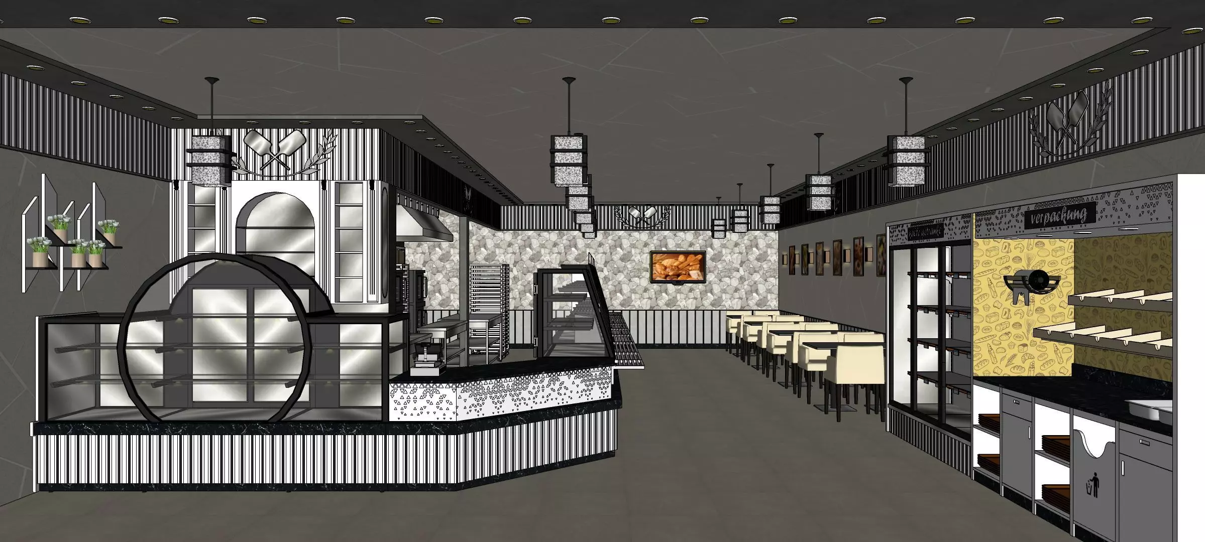 bakery pastry display cases patisserie oven bread shop 3D model_0