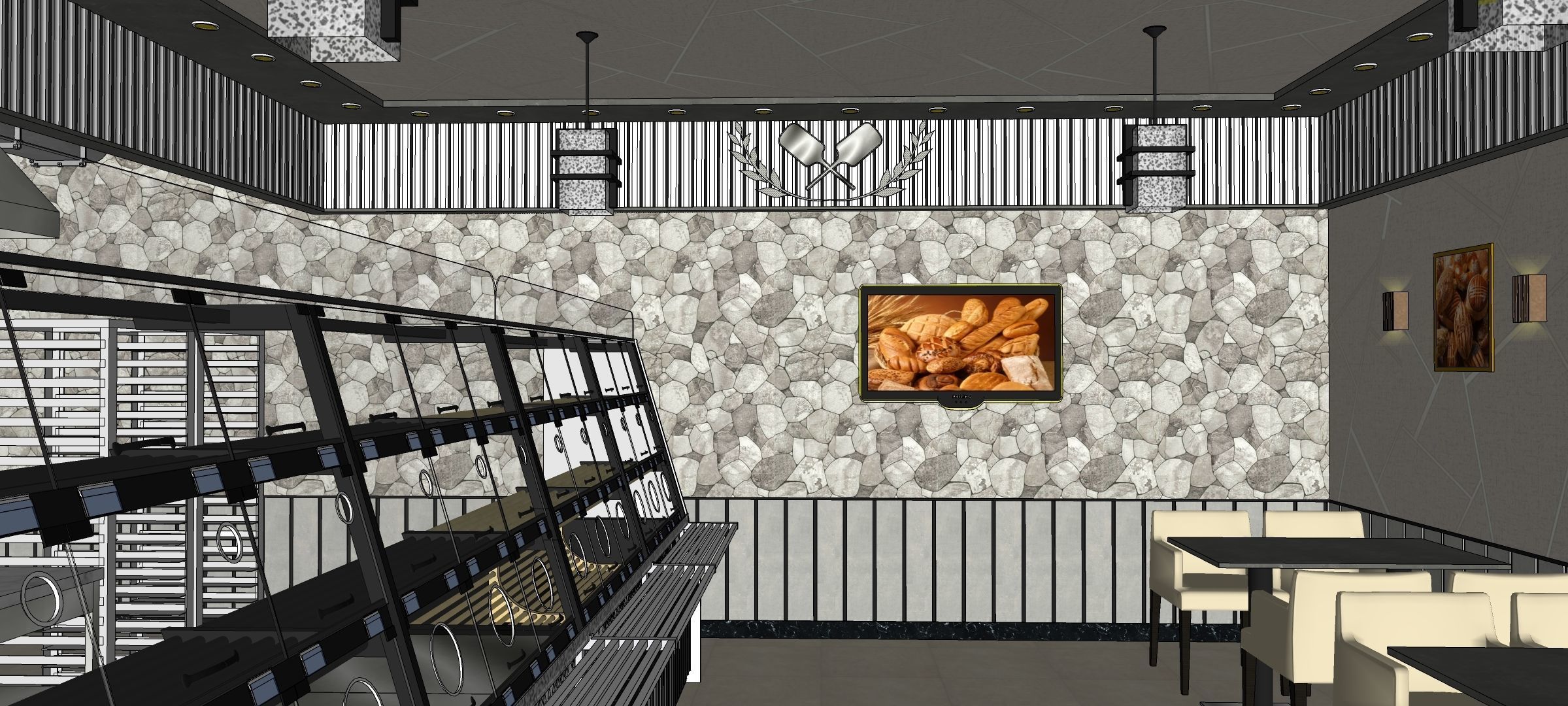 bakery pastry display cases patisserie oven bread shop 3D model_3