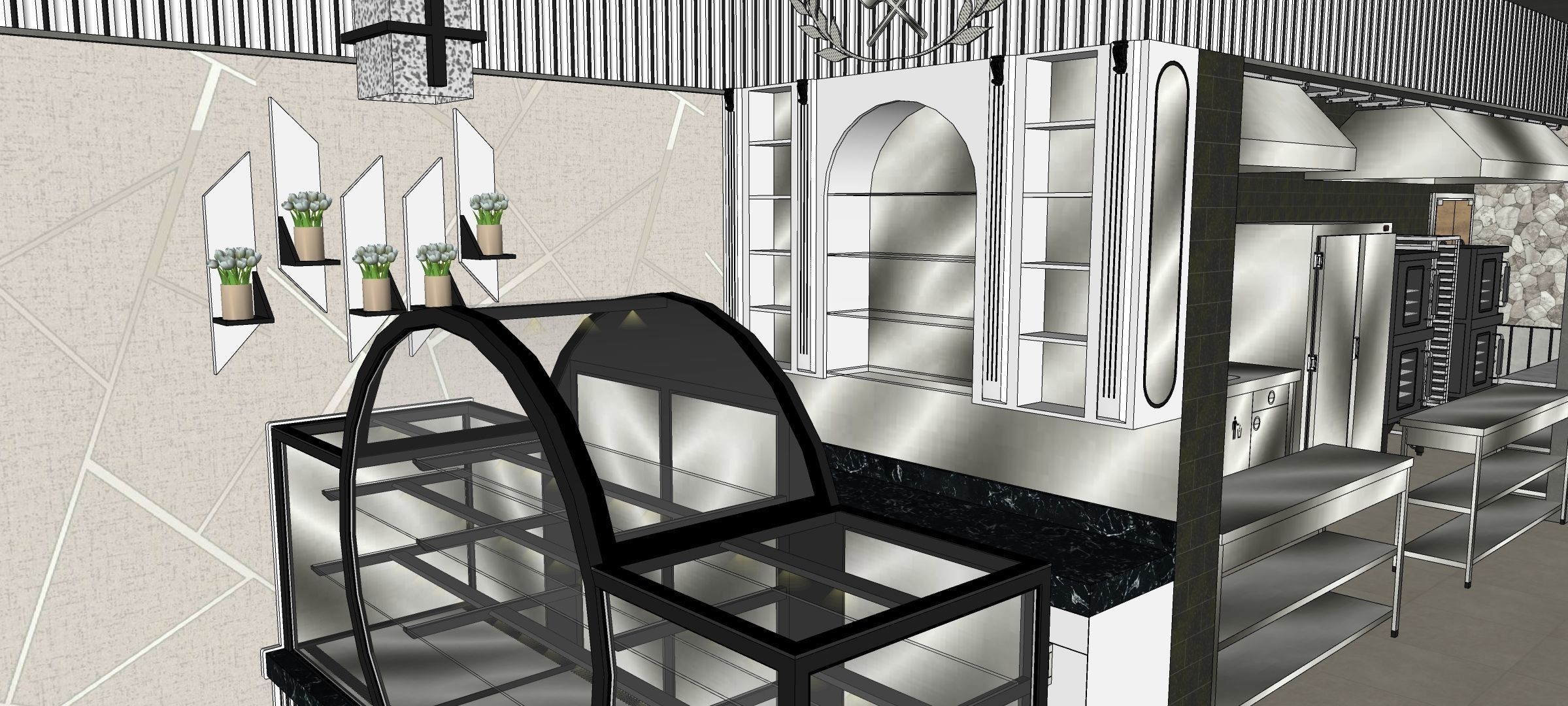 bakery pastry display cases patisserie oven bread shop 3D model_8