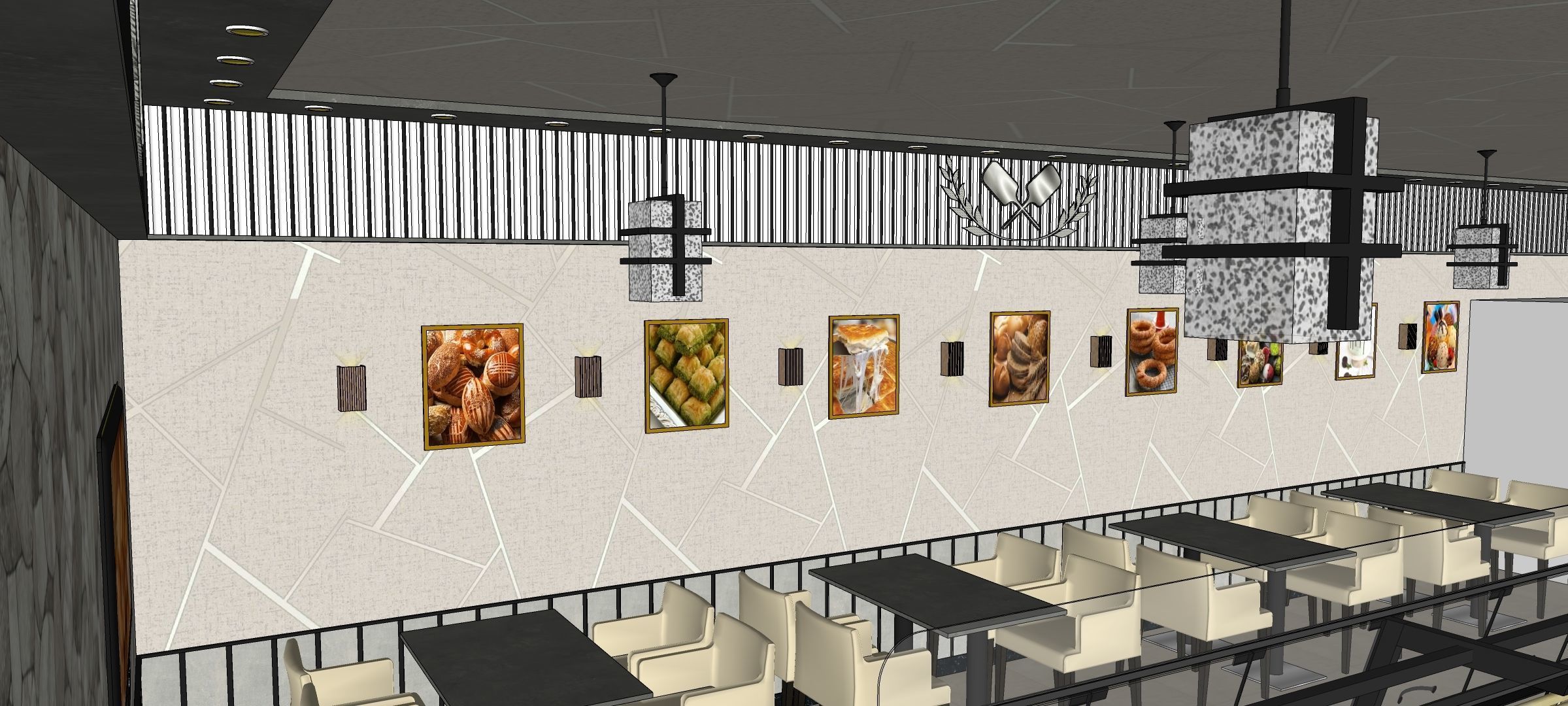 bakery pastry display cases patisserie oven bread shop 3D model_4