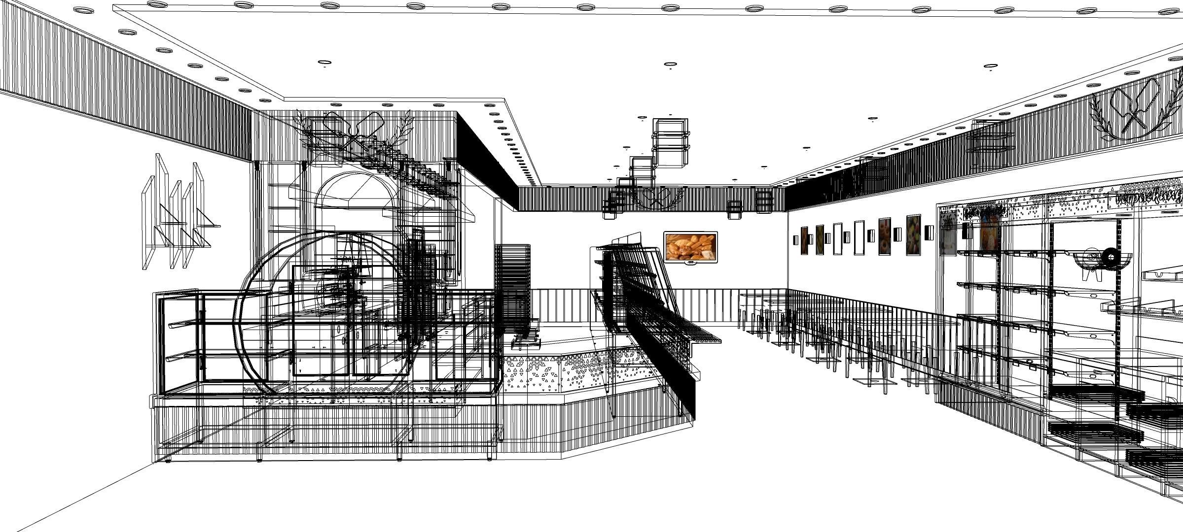 bakery pastry display cases patisserie oven bread shop 3D model_6