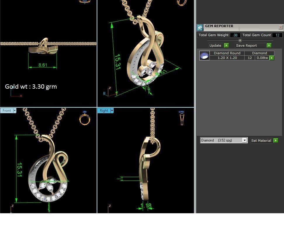 Women pendant 3dm render detail 3D print model_7