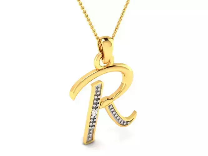 Alphabet - R pendant 3dm render detail