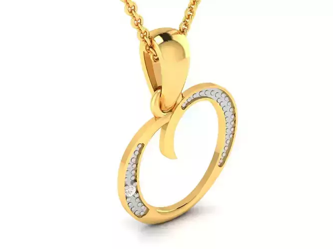 Alphabet - O pendant 3dm render detail