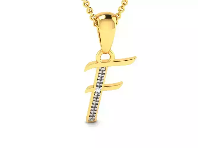 Alphabet - F pendant 3dm render detail