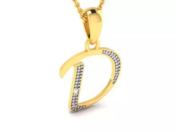 Alphabet - D pendant 3dm render detail