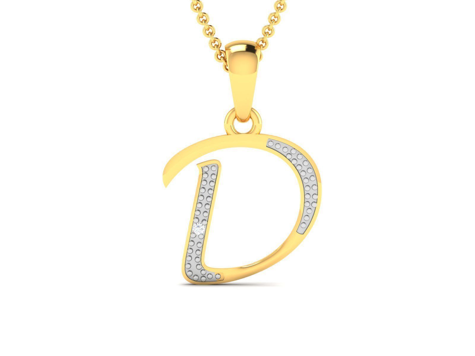 Alphabet - D pendant 3dm render detail 3D print model_2