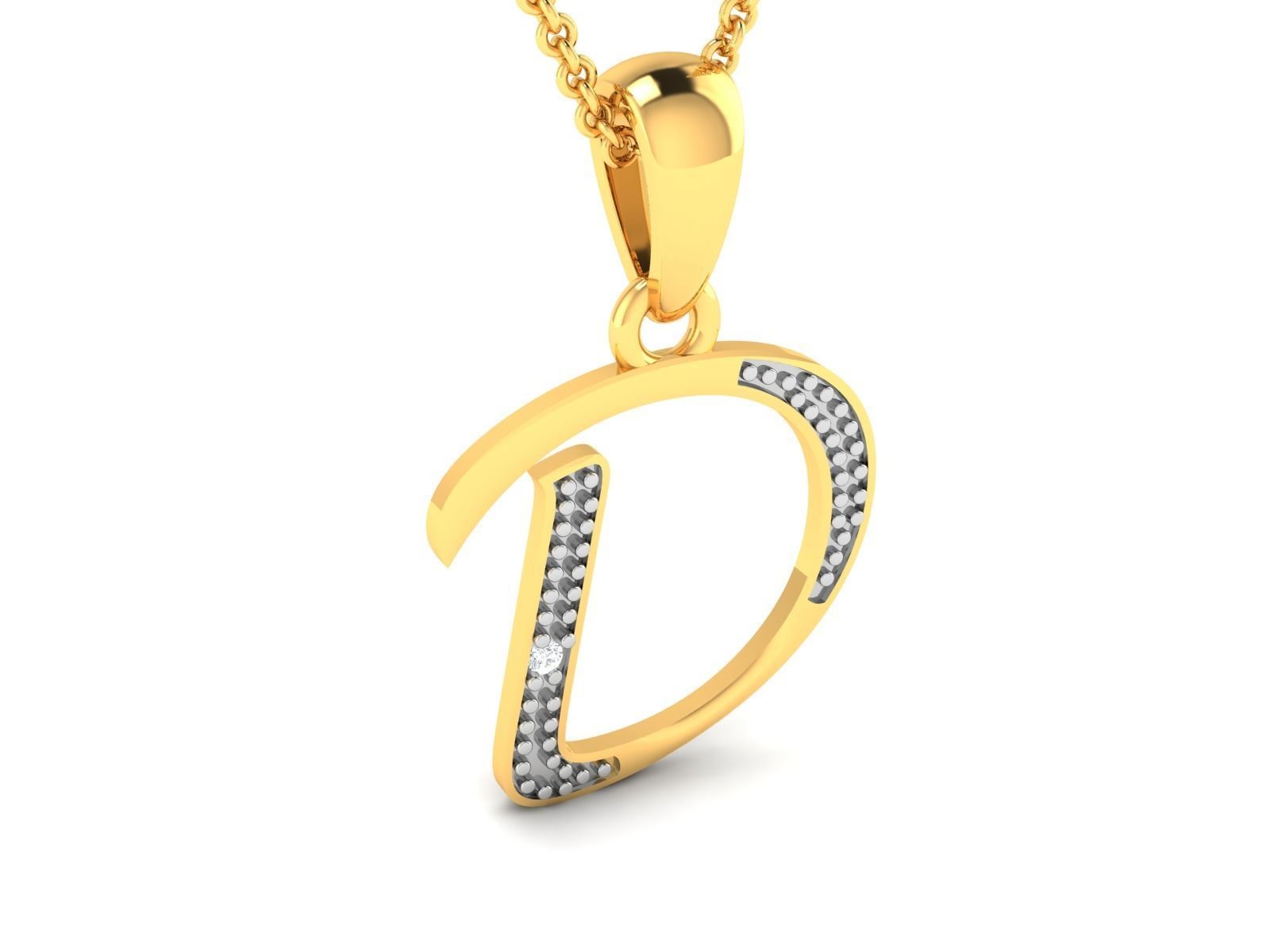 Alphabet - D pendant 3dm render detail 3D print model_1