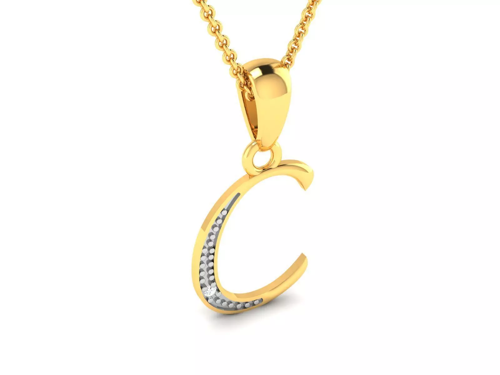 Alphabet - C pendant 3dm render detail 3D print model_0