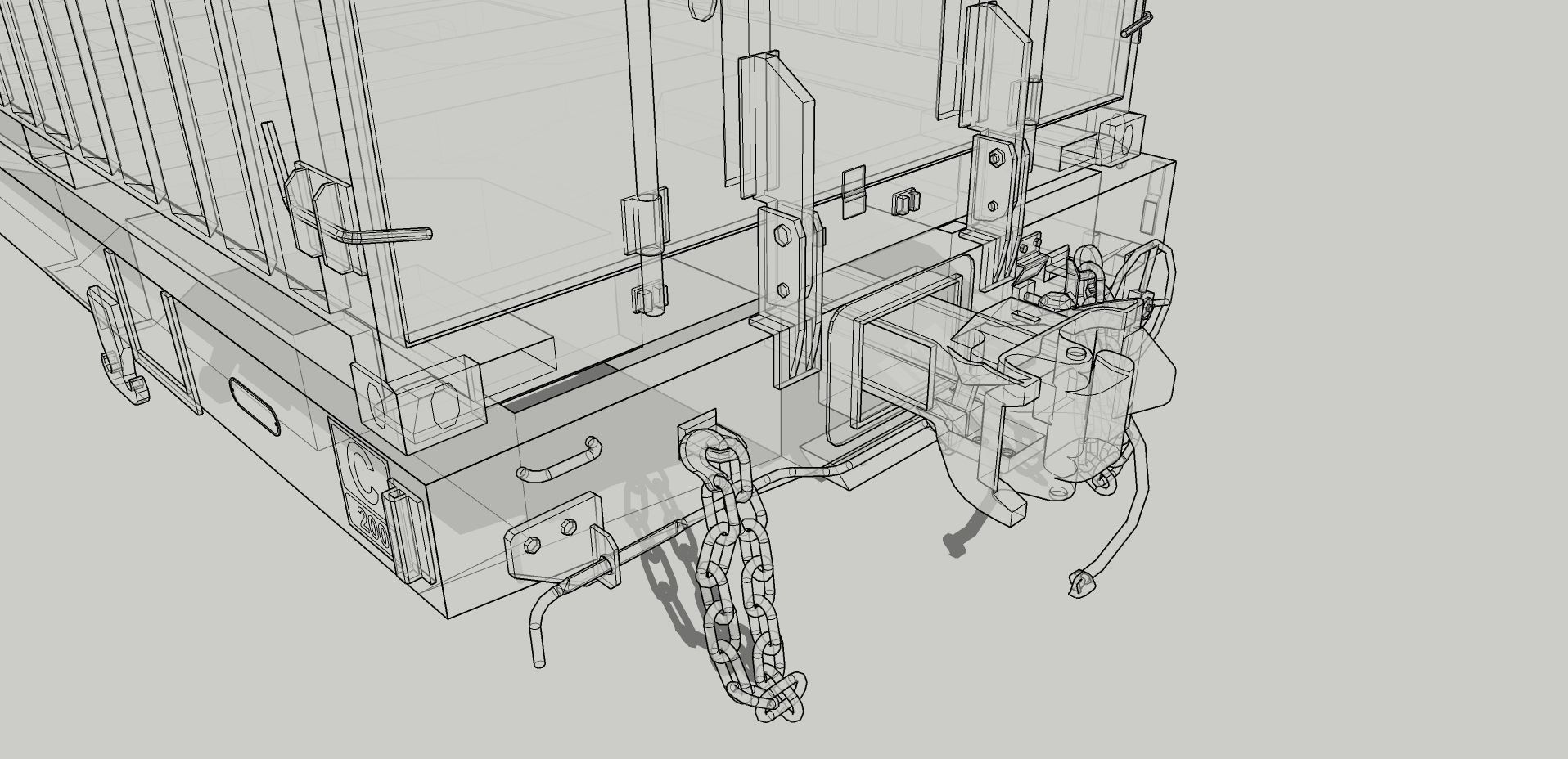 Indonesian Railway Container Flat car Wagon 54 Ton 3D model_6