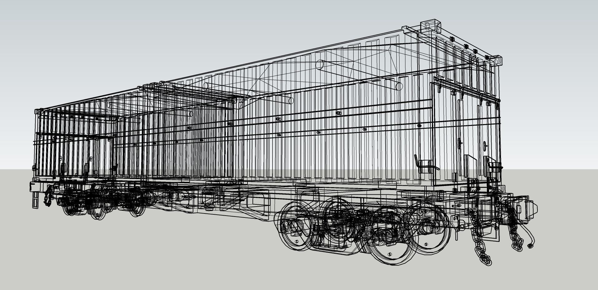 Indonesian Railway Container Flat car Wagon 54 Ton 3D model_8