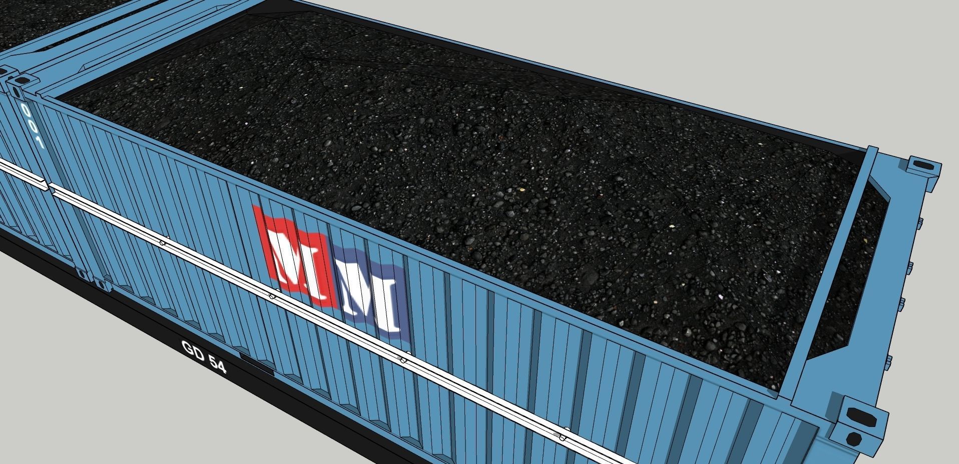 Indonesian Railway Container Flat car Wagon 54 Ton 3D model_1