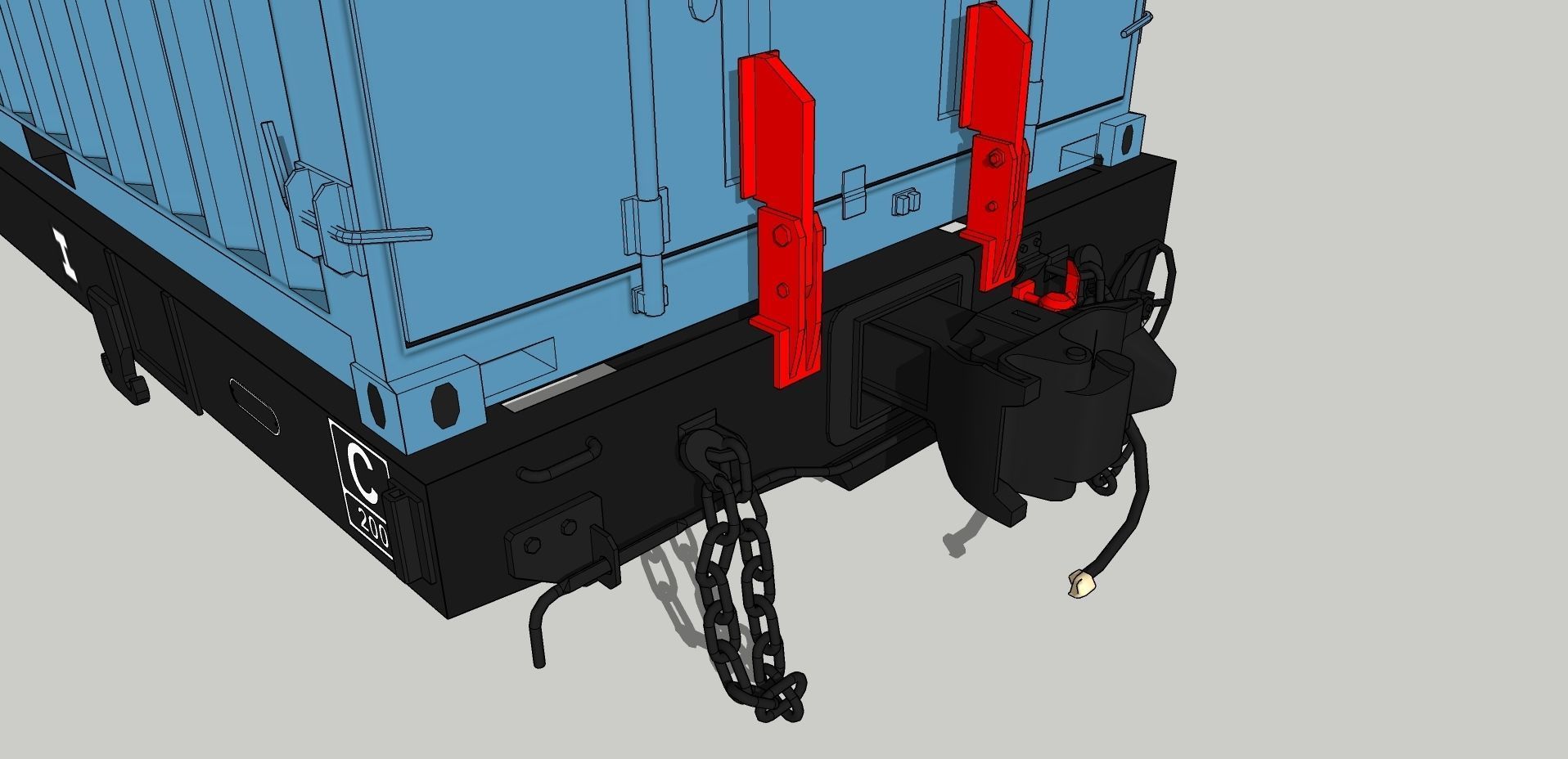 Indonesian Railway Container Flat car Wagon 54 Ton 3D model_2