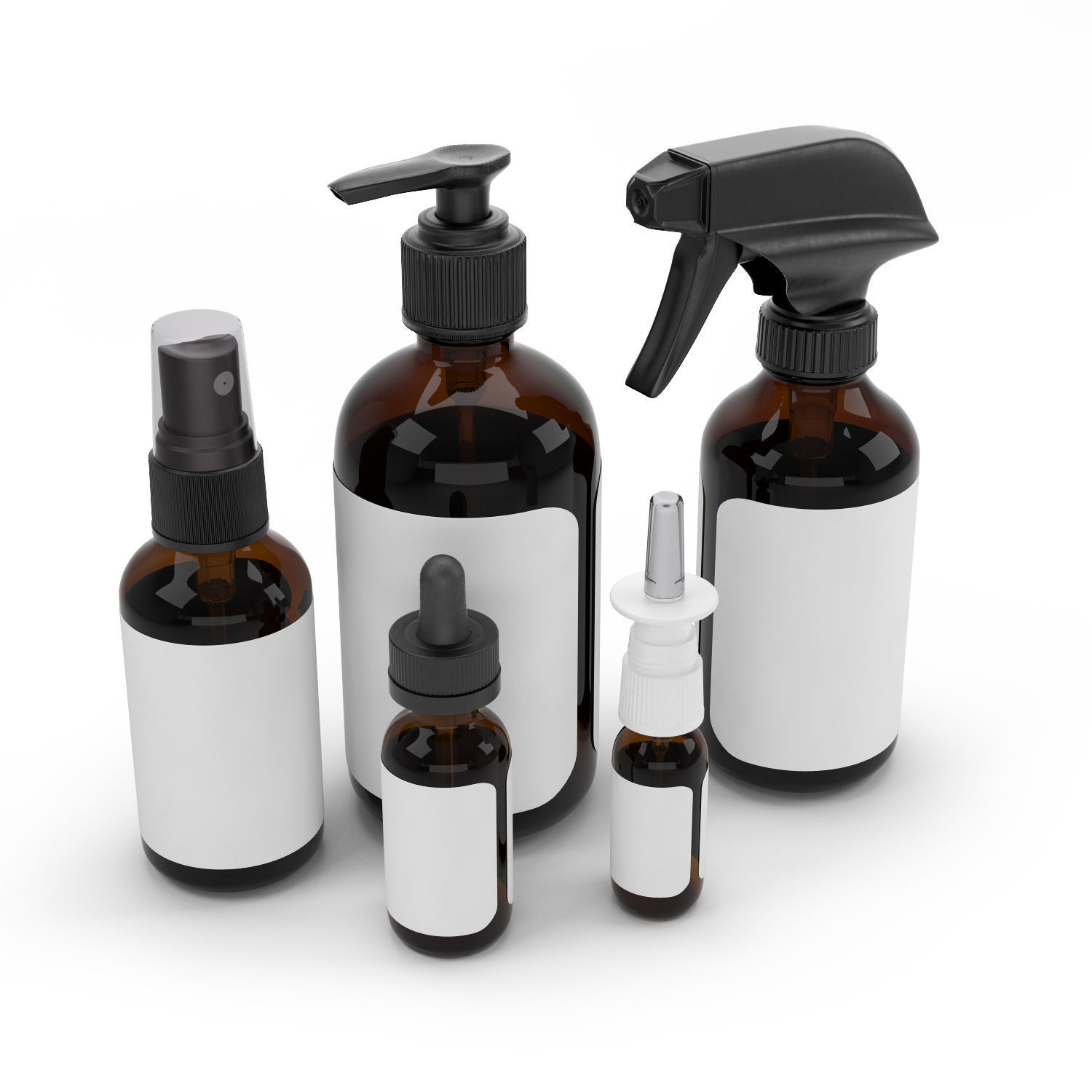 Cosmetic bottle set 3D model_1