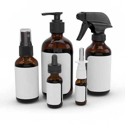 Cosmetic bottle set 3D model
