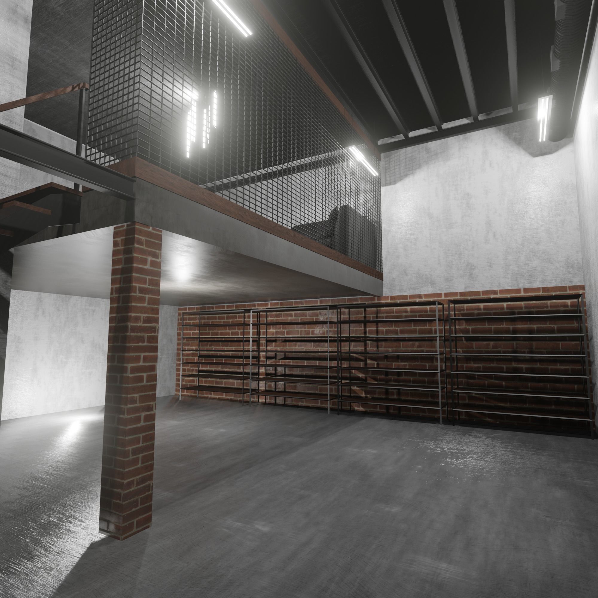 Warehouse loft 3D model_2