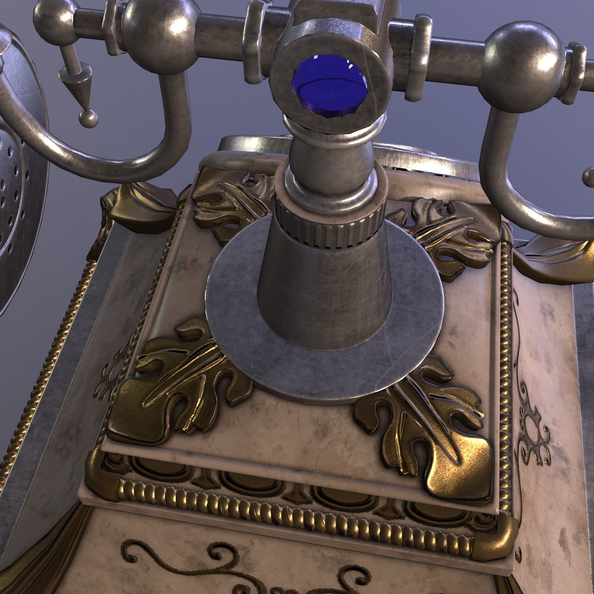 Vintage phone PBR Low poly Low-poly 3D model_5