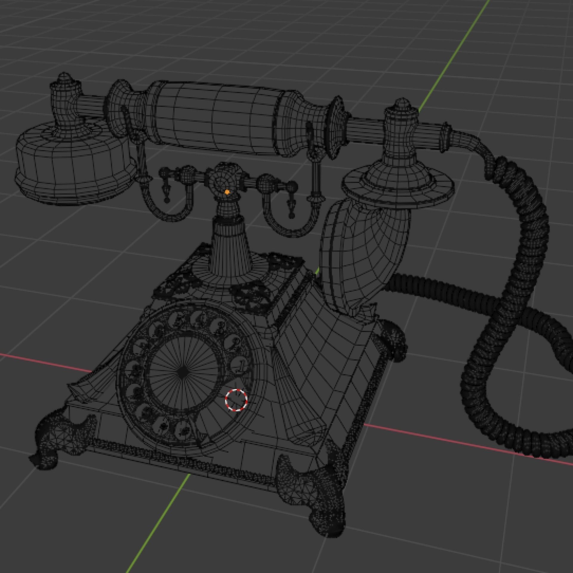 Vintage phone PBR Low poly Low-poly 3D model_10