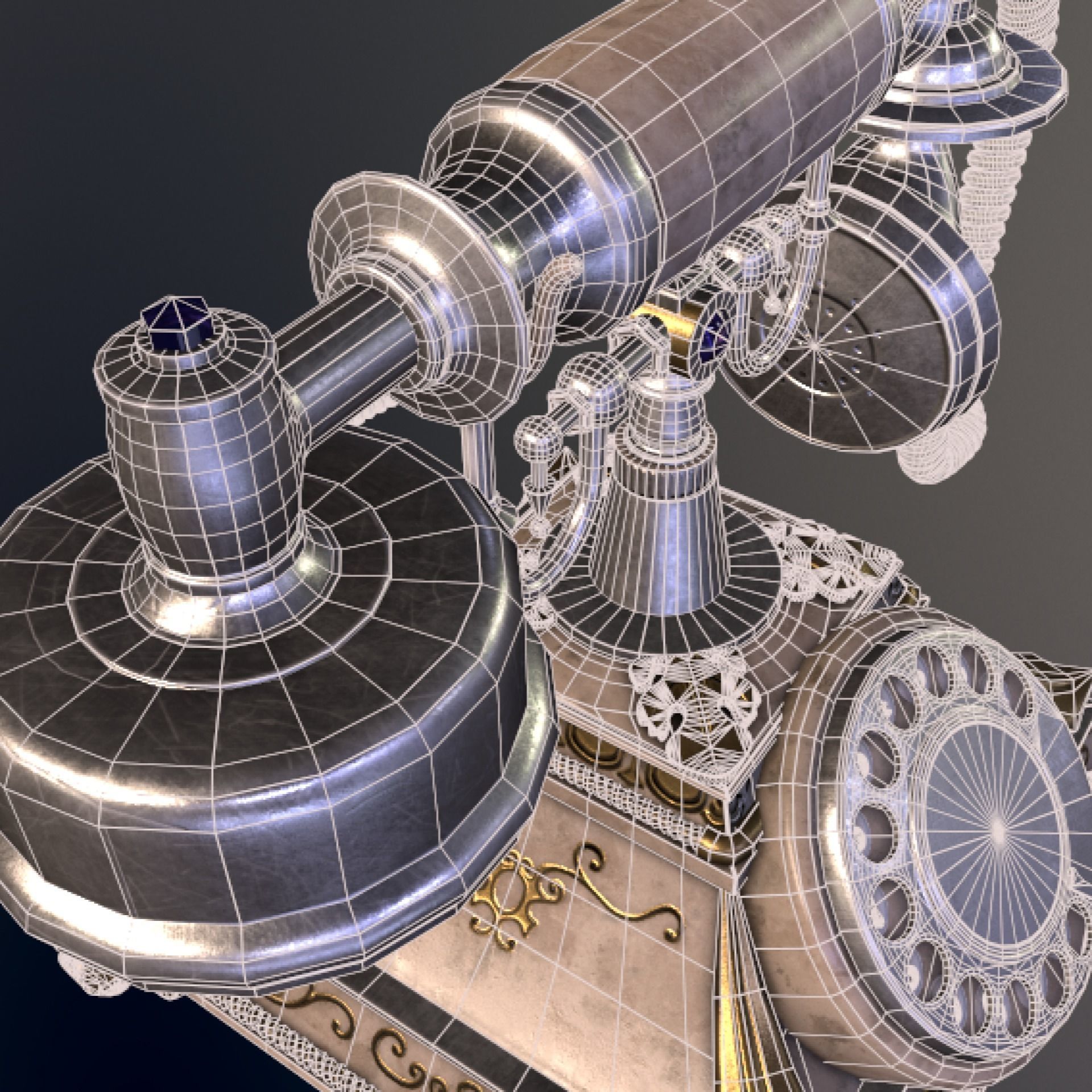 Vintage phone PBR Low poly Low-poly 3D model_6