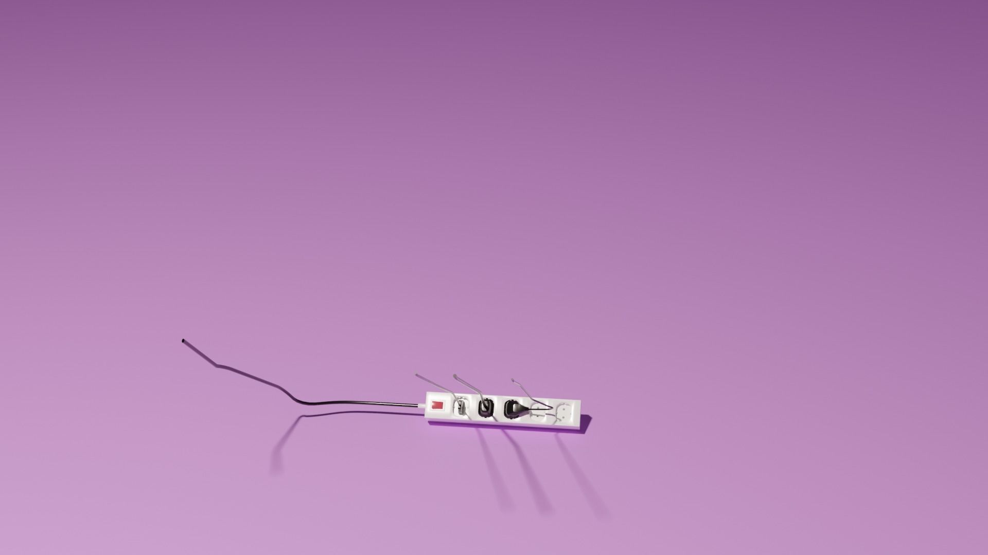 Extension cord Low-poly 3D model_4