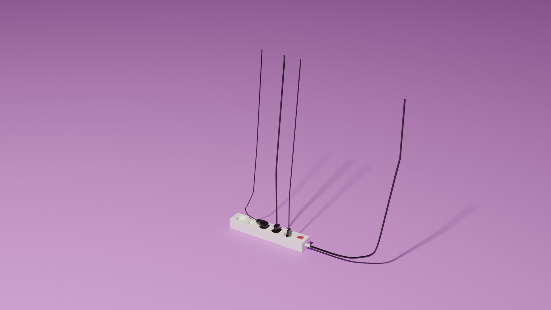 Extension cord Low-poly 3D model_1