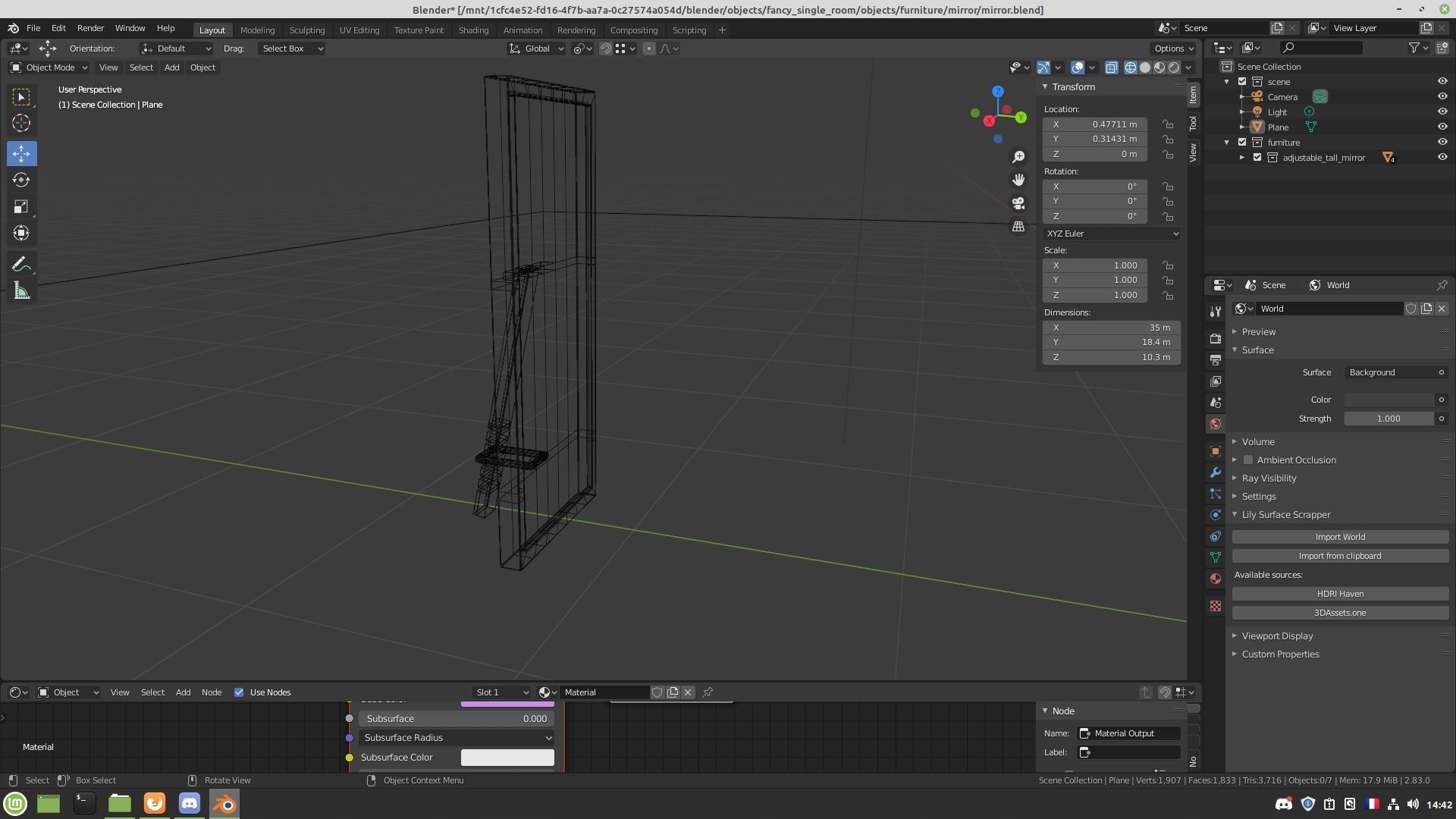 Large mirror Low-poly 3D model_8