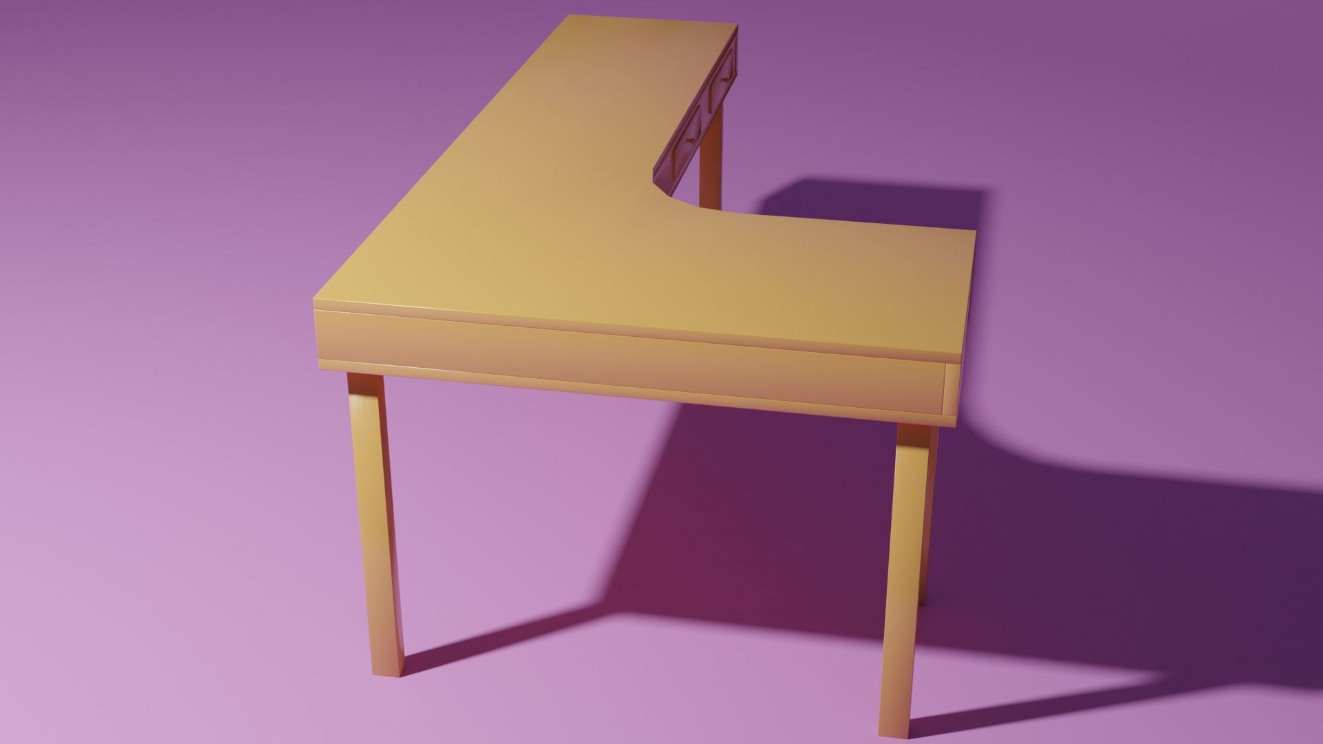 Corner desk 3D model_2