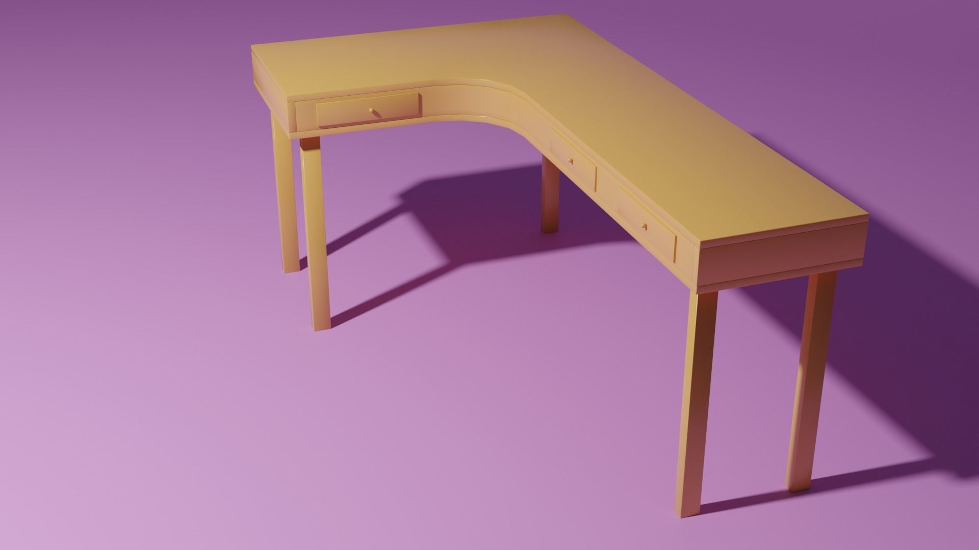 Corner desk 3D model_4