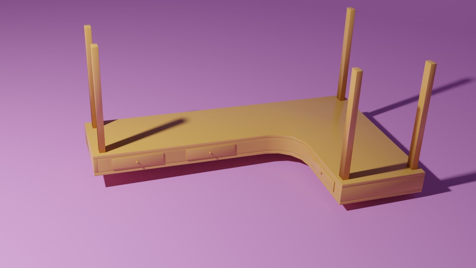 Corner desk 3D model_5