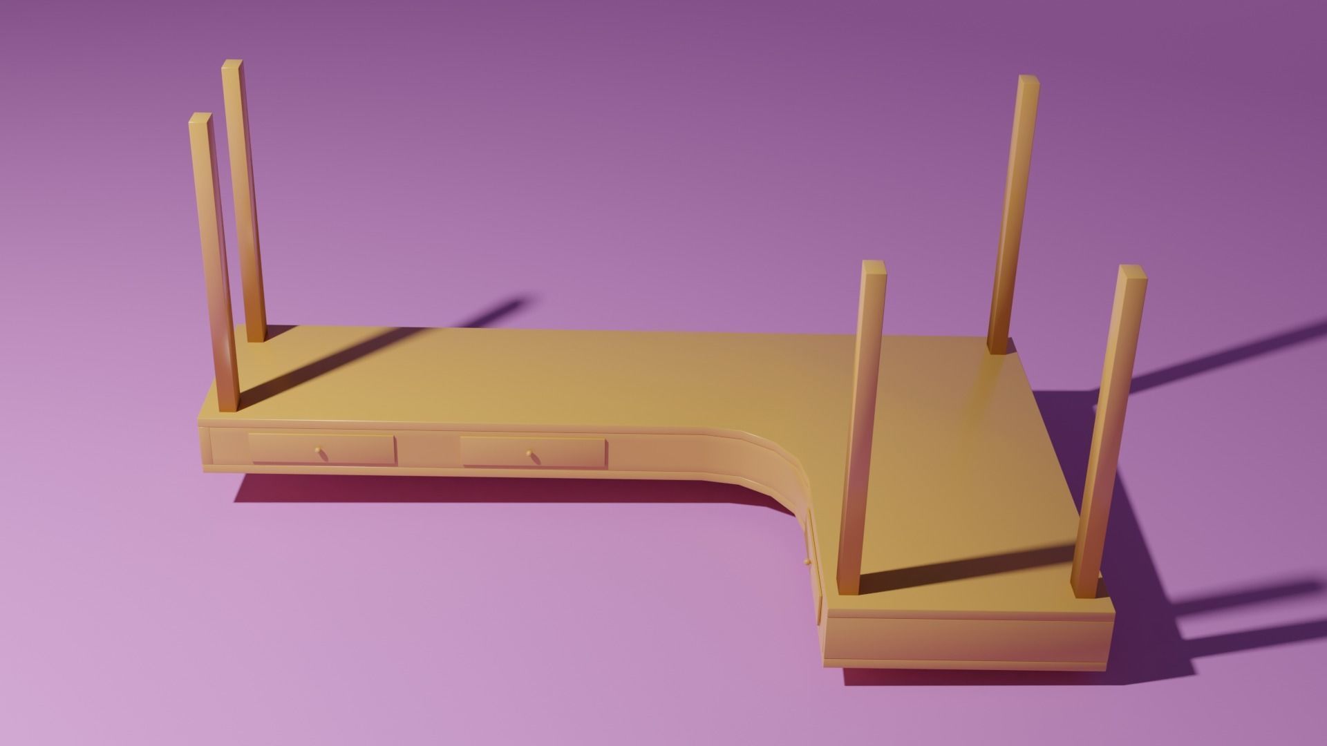 Corner desk 3D model_7