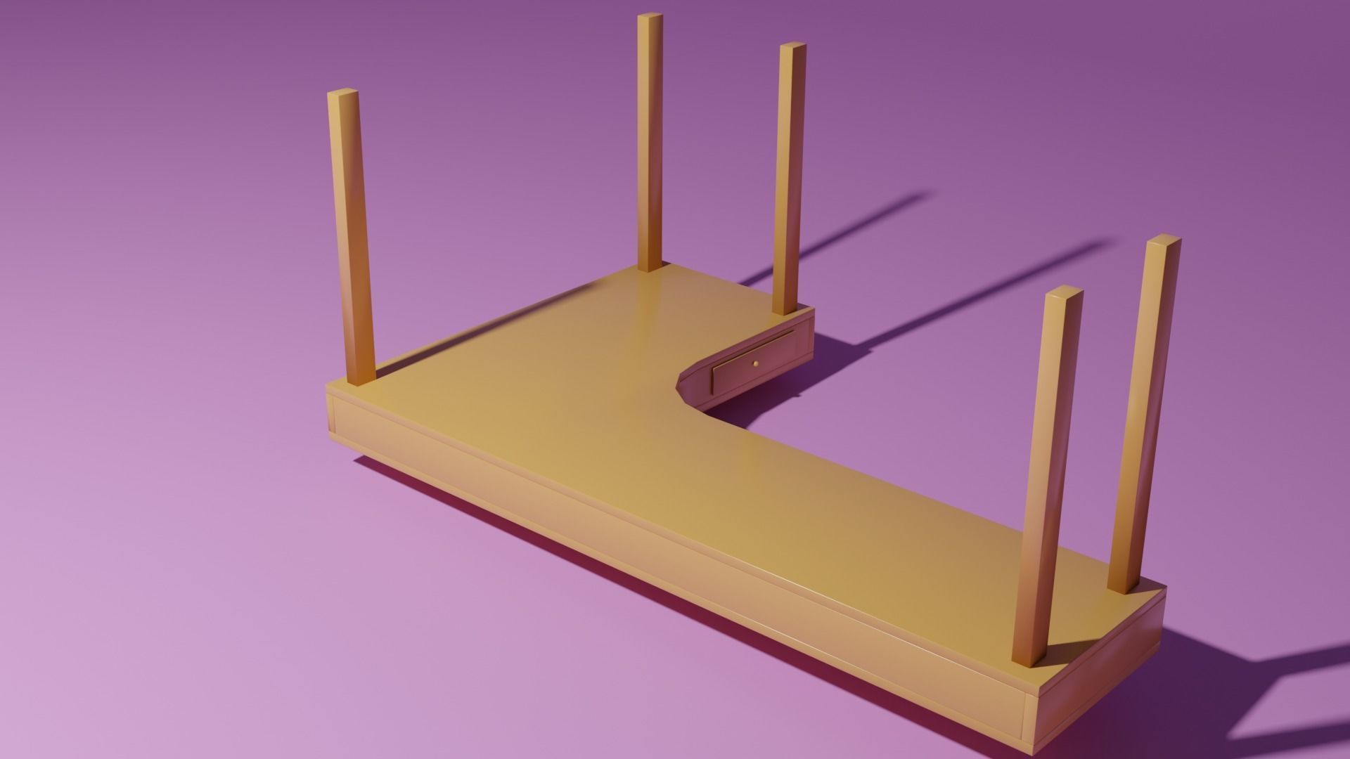 Corner desk 3D model_6