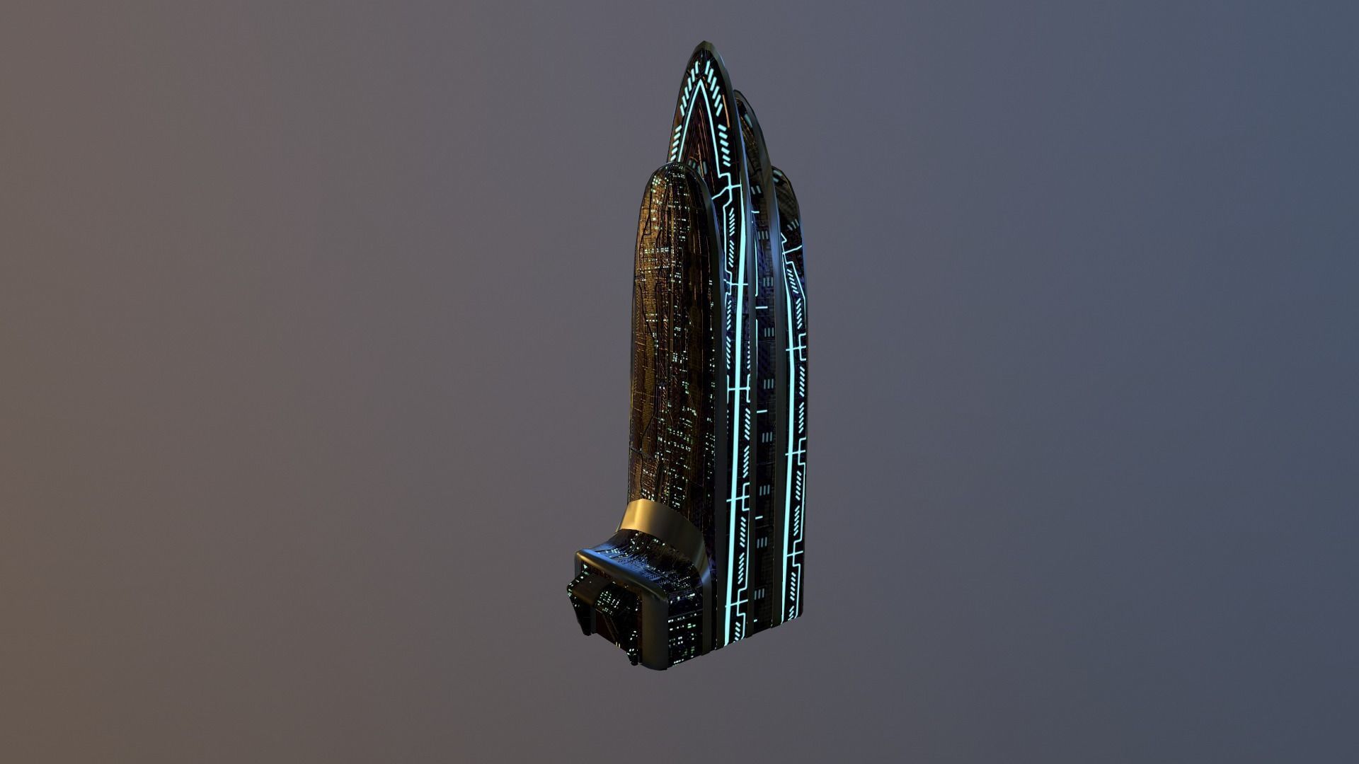 Cyberpunk City - Building 38 Low-poly 3D model_18