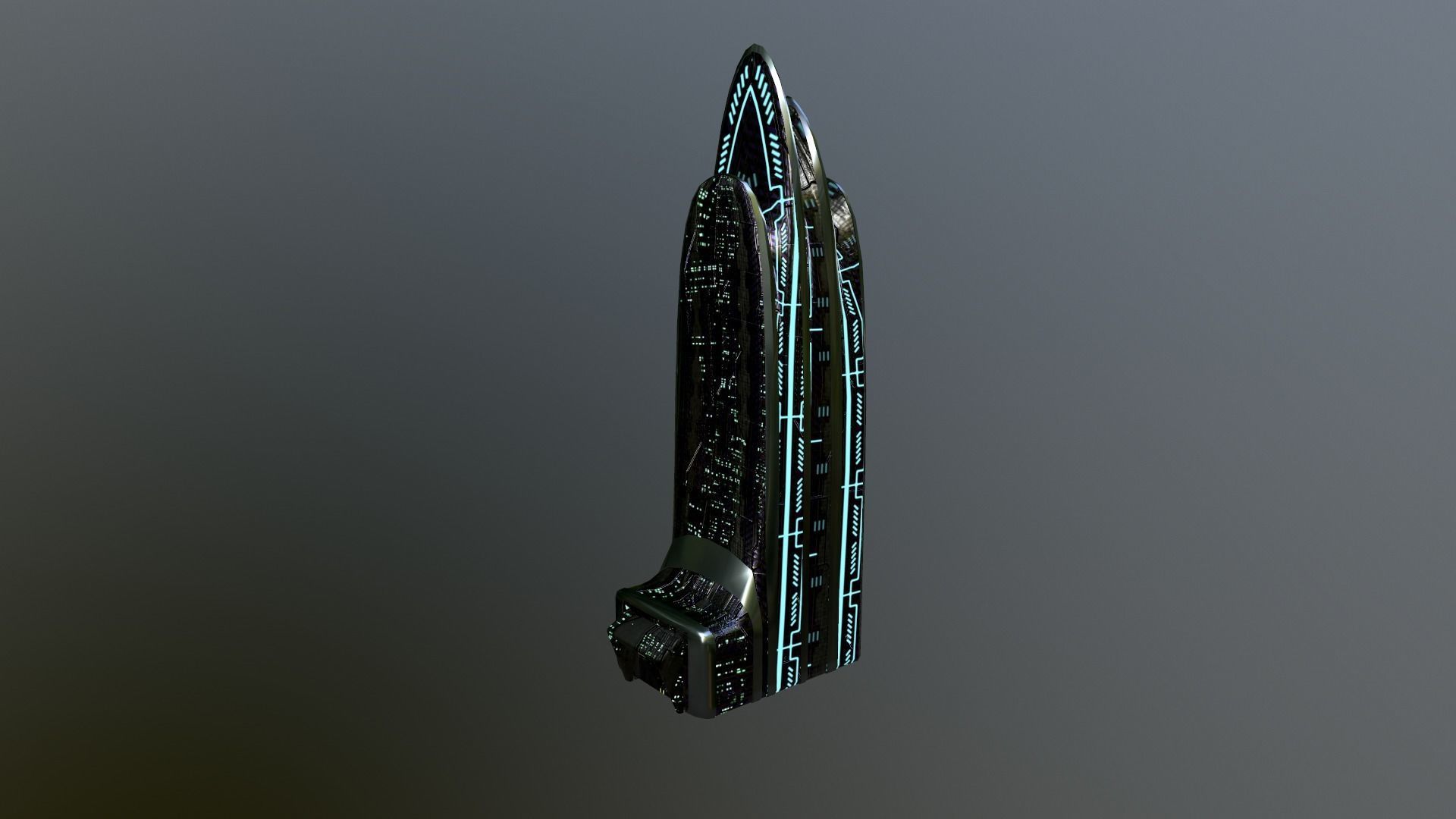 Cyberpunk City - Building 38 Low-poly 3D model_22