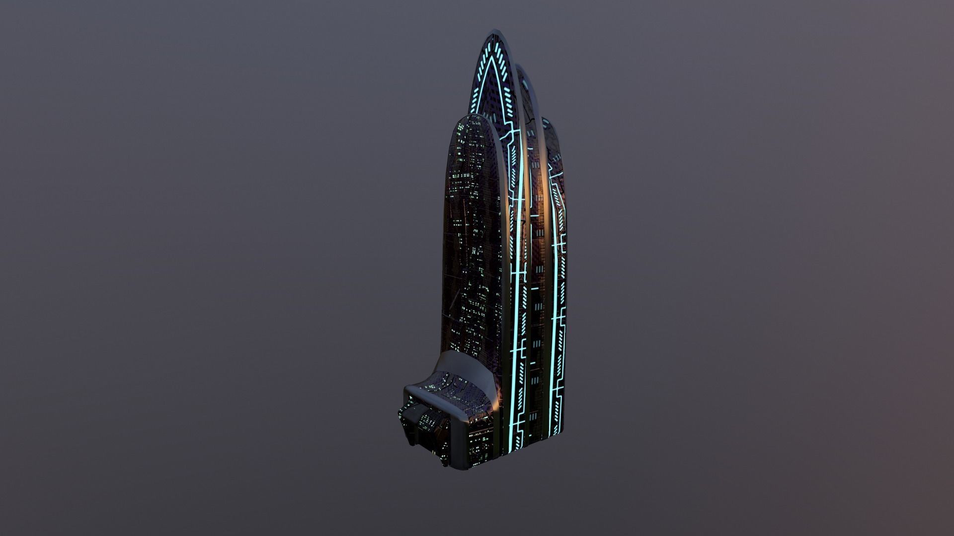 Cyberpunk City - Building 38 Low-poly 3D model_23